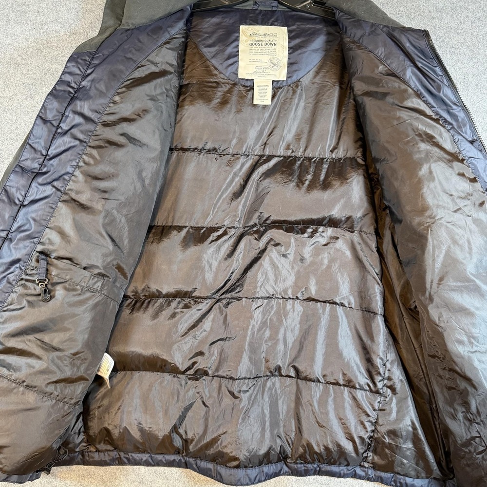 Eddie Bauer Jacket Mens 2XL Black Goose Down Puffer Full Zip Hooded Winter Coat - Picture 5 of 10